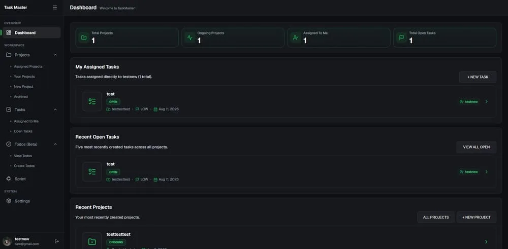 Task Master dashboard