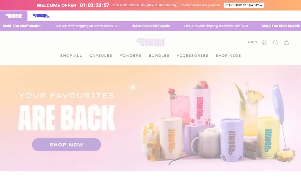 Voomie Shopify storefront